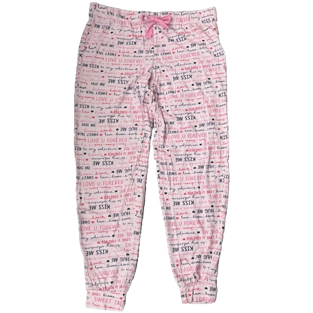 Jenni Pink Valentine Jogger Pajama Pants, Size M
